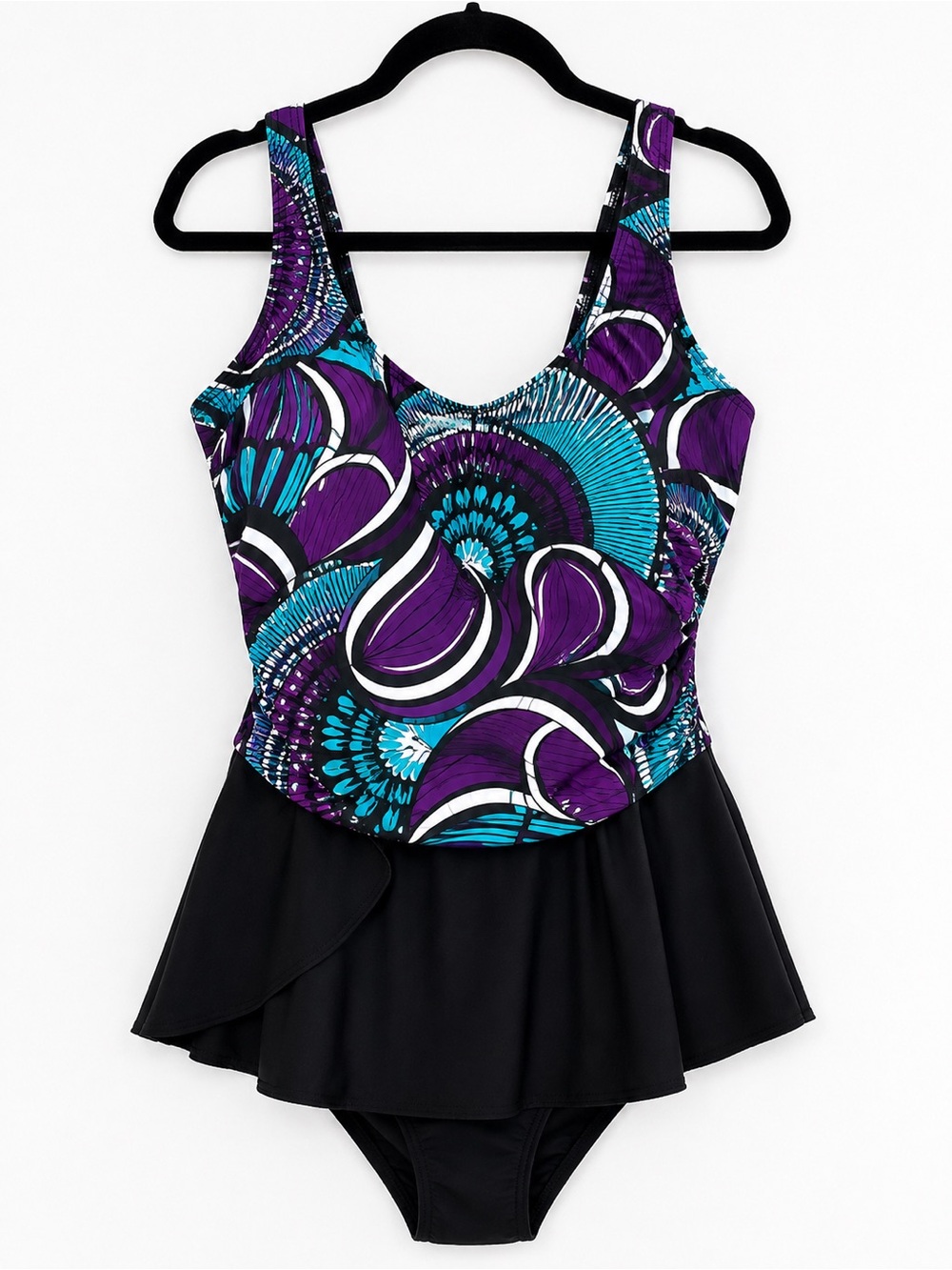 Longitude One Piece Swimdress Swimsuit Size 16 NWT Purple Blue